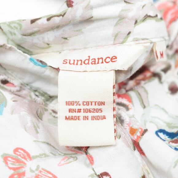 SUNDANCE Wildflower Floral Eyelet Lace Trimmed Blouse Button Up Cottagecore Sz M - Picture 6 of 7